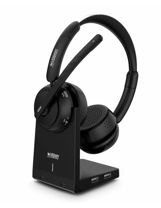 Bluetooth 5.2 Heasdet With Anc / Enc And Charging Stand (Kabellos, USB-A), Office Headset, Schwarz