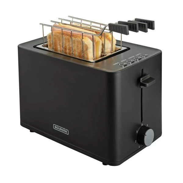 Bourgini Tosti Toaster - Toaster mit Toastklammern - Schwarz - Extra breiter Schlitz für 2 Toasties - Einstellbare Bräunungsstufe und Auftaufunktion