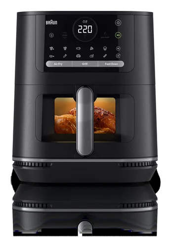 Braun - MultiFry 5 HF5073IBK, 3-in-1 Heißluftfritteuse, 6L Airfryer, 80-220°, 20 Programme, spülmaschinenfester Korb, Touch-Bedienung, RealOven-Technologie,