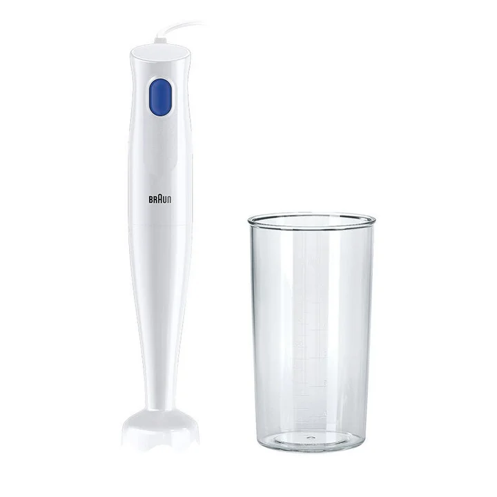 Braun - Stabmixer MQ10.001PWH + Messbecher 600 ml, 5 Jahre Service, leicht, EasyTwist-System zum einfachen Wechseln des Zubehörs, Splash Control-Technologie