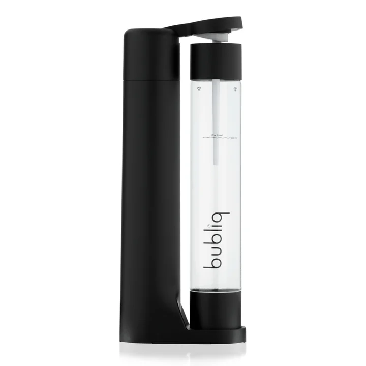 bubliq - Wassersprudler, Mattschwarz, mit 1 l Flasche, minimalistisches Design, sparkle anything