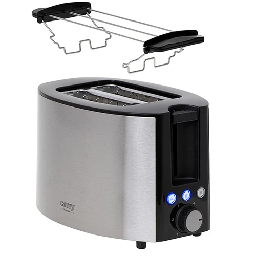 Camry CR 3215 2-Scheiben-Toaster 1000 W mit Brötchenrost - Silber