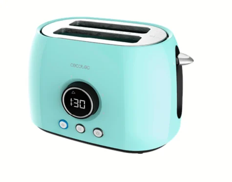 Cecotec ClassicToast 8000 Doppeltoaster Blau Digital Extra breit 800W Effizienz Zweitschlitz