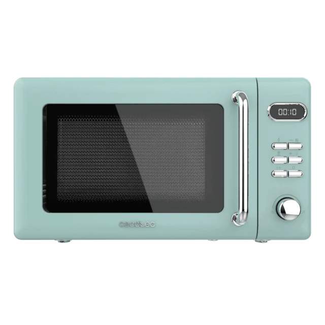 Cecotec - Digitale Mikrowelle mit Grill Proclean 5110 Retro Green, 700 W in 5 Stufen, Timer bis 60 Minuten, 8 Programme und Auftaumodus, Vintage-Design in Grün
