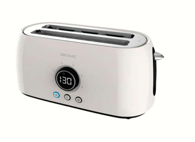 Cecotec - Digitaler Toaster ClassicToast 15000 Beige Extra Double, 1500 W, Kapazität für 4 Scheiben Brot, 2 extra breite Langschlitze, 3 Funktionen, LED-Licht,