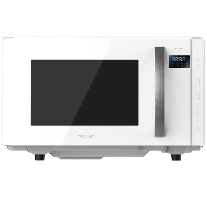 Cecotec - Mikrowelle ohne Platte GrandHeat 2300 Flatbed Touch White. Fassungsvermögen 23 Liter, Leistung 800 W, 8 voreingestellte Funktionen, Timer bis 95 min