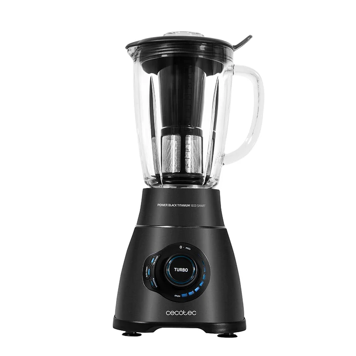 Cecotec - Standmixer Power Black Titanium 2500MAX Smart. 2500 W maximale Leistung, hitzebeständiger Krug 1,8L, 3 Programme, 6-Klingen-Messer, schwarze