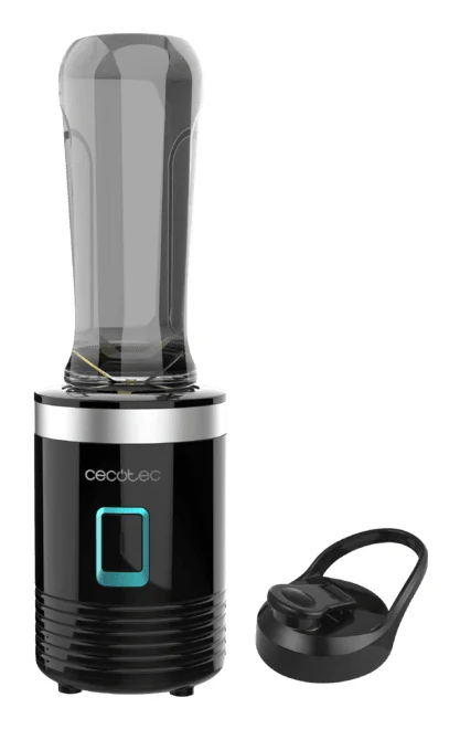Cecotec - Tragbarer Einzelstandmixer Power Titanium 300. 350W, zerkleinert Eis, 4 Klingen mit schwarzer Titanbeschichtung, spülmaschinenfeste Teile,