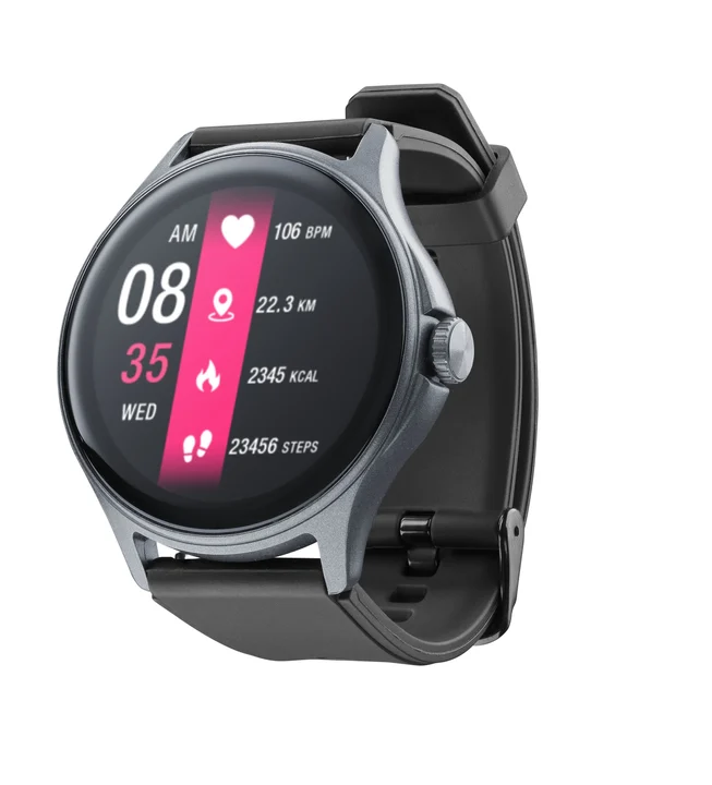Cellularline - ION PRO Round - Bluetooth Smartwatch mit App - 1,38" Display - Anrufannahme - Wasserdicht und staubdicht - Überwachung der körperlichen Aktivität -