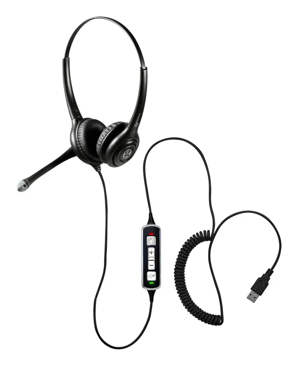 CLA3 A-USB Versterkte Headset met Microfoon (USB Connector) (Digitale Geräuschunterdrückung, Kabelgebunden), Kopfhörer, Schwarz