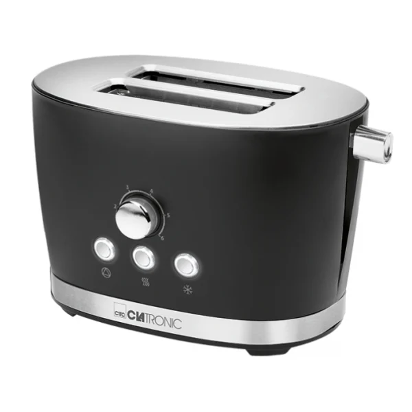 Clatronic TA 3690 Toaster Vintage Retro, 2 Scheiben, 3 Funktionen Brötchenaufsatz Schwarz