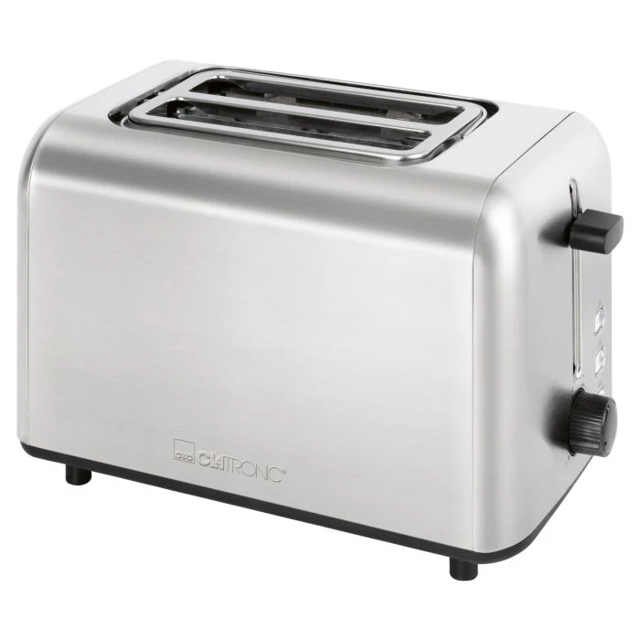 Clatronic - Toaster 2 Scheiben | integrierter Brötchenaufsatz | extra breite Toastschlitze | Auftau-/Aufwärm-Funktion | Edelstahl | TA 3822