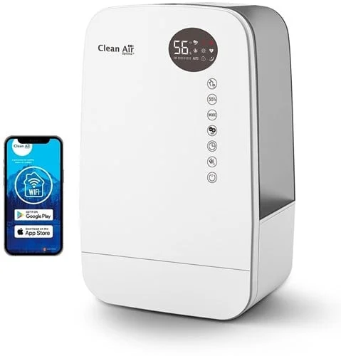 Clean Air Optima - Luftbefeuchter mit Ionisator und Aromatherapie -  CA-607W Smart - Befeuchtungsleistung max. 480 ml/h - Wassertankinhalt 5,5 Liter -