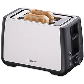 Cloer - 3569 King-Size-Toaster für 2 XXL Scheiben, Check-Funktion, Edelstahlgehäuse, 1000 Watt, schwarz Kunststoff