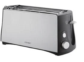 Cloer - 3710 Langschlitztoaster für 4 Toastscheiben, 1380 W, integrierter Brötchenaufsatz, Nachhebevorrichtung, Krümelschublade, mattiertes wärmeisoliertes