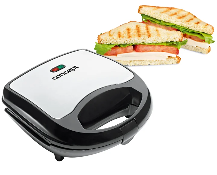 Concept - Hausgeräte sv3031 Sandwich-Toaster mit viereckigen Platten, 700 W, edelstahl / schwarz