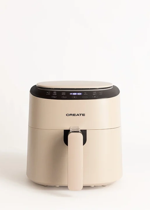 CREATE - FRYER AIR PRO COMPACT/Heißluftfritteuse 3.5L Sand / 8 Programme, Display, praktisch, leichte Reinigung, 360º-Luftzirkulationssystem, 1300W