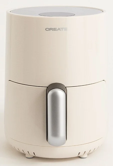 CREATE - FRYER AIR/Heißluftfritteuse 1.5L Cremeweiß/Antihaft-Korb, automatische Abschaltung, BPA-frei, programmierbar, 900W