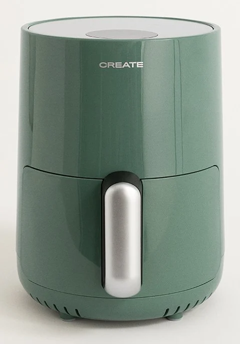 CREATE - FRYER AIR/Heißluftfritteuse 1.5L Salbeigrün/Antihaft-Korb, automatische Abschaltung, BPA-frei, programmierbar, 900W