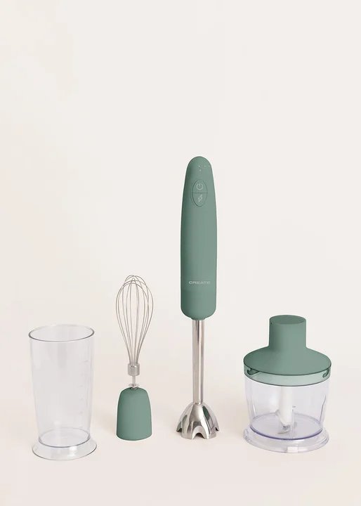 CREATE - FULLMIX RETRO/Stabmixer in Salbeigrün/Mixer und Pürierstab, 6 Geschwindigkeiten, 15000U, 500ml Glas, BPA-frei, 1000W