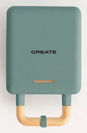 CREATE - STONE STUDIO/Sandwichmaker und Waffeleisen in Salbeigrün / 2 austauschbare Antihaftplatten, 1 Scheibe, 100º Offnung, BPA-frei, 105º Öffnung,
