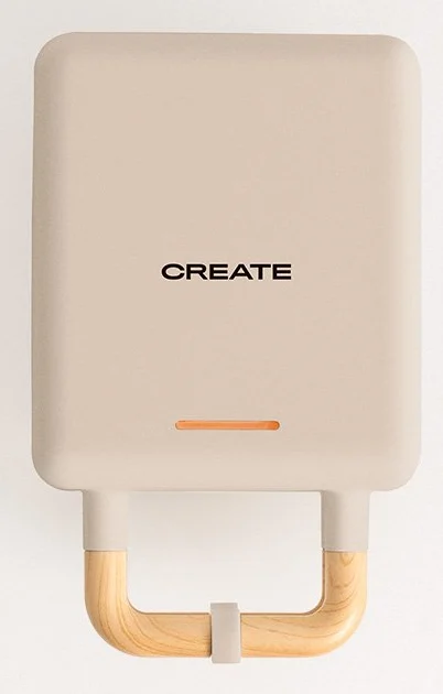 CREATE - STONE STUDIO/Sandwichmaker und Waffeleisen in Sand / 2 austauschbare Antihaftplatten, 1 Scheibe, 100º Offnung, BPA-frei, 105º Öffnung,