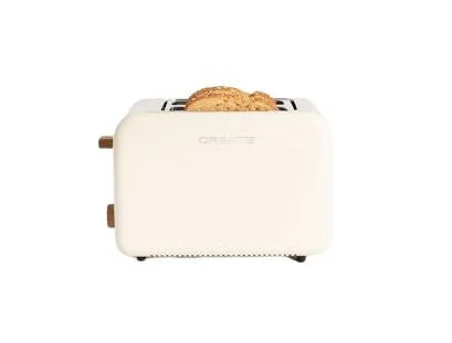 CREATE - TOAST RETRO/Toaster Cremeweiß / 6 Leistungsstufen, Krümelschublade, Thermostat, Auftauen, Aufwärmen, 2 breite Scheibenschlitze, 850W