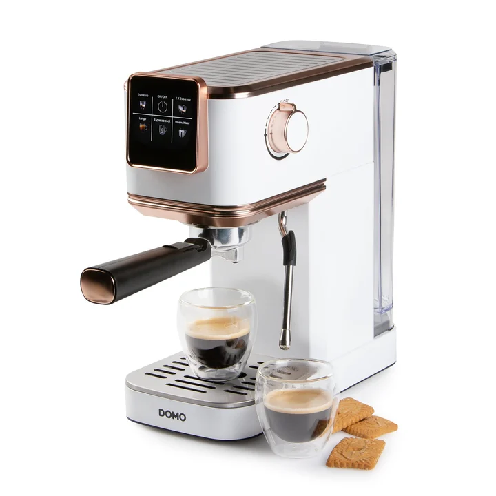 Domo DO746K, Kombi-Kaffeemaschine, 1,1 l, Kaffeekapsel, Kaffeepad, Gemahlener Kaffee, 1350 W, Roségold, Weiß