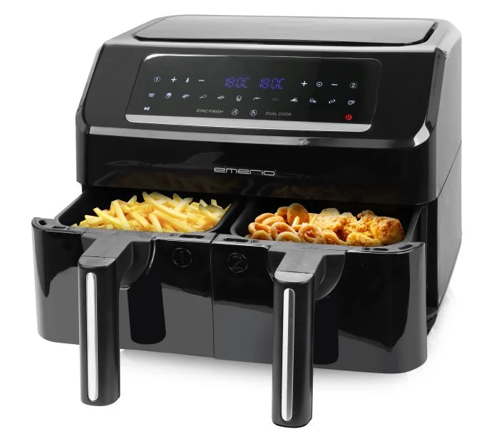 Emerio - digitale DOPPEL Heißluftfritteuse AirFryer Frittieren mit heißer Luft ohne zusätzliches Öl 2x 3.6L Volumen 12 Programme BPA frei SYNC FINISH Funktion