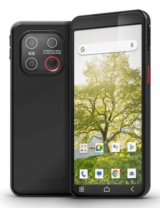 Emporia - ME.7 Senioren-Smartphone ohne Vertrag, Android 15 Handy mit Notruftaste, 5,45" Touchdisplay, NFC, 6 GB RAM, 128 GB Speicher, Fingerabdrucksensor,