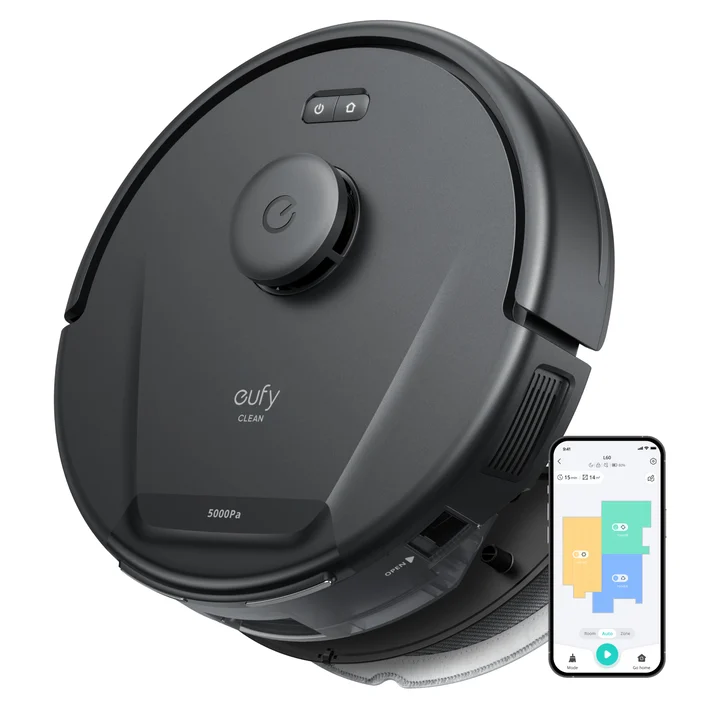 eufy by Anker - L60 Saugroboter mit Wischfunktion, Ultra Starke 5.000Pa Saugkraft, iPath Laser-Navigation, für gründliche Bodenreinigung, ideal für Haare, Hartböden