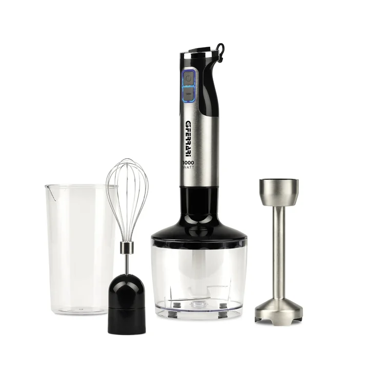 G3 Ferrari - G20143 Antelao3-in-1 Stabmixer-Set mit Mixstab, Schneebesen und Zerkleinerer, DC-Motor, 1000 Watt DC, 8 Geschwindigkeiten, Turbo-Funktion, 4