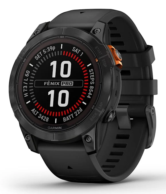 Garmin - fēnix 7 Pro – GPS-Multisport-Smartwatch mit Solarladelinse, Farbdisplay und Touch-/Tastenbedienung, TOPO-Karten, über 60 vorinstallierte Sport-Apps,