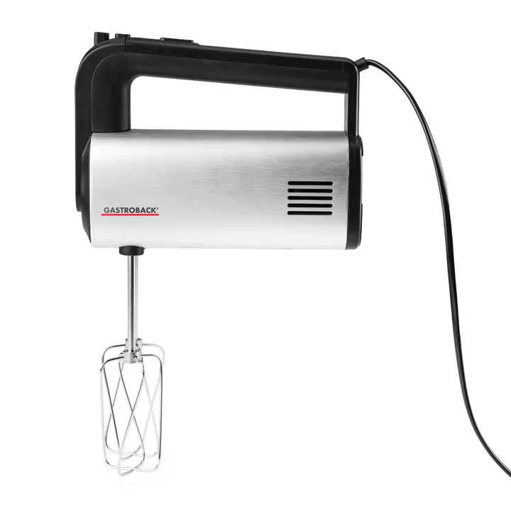 Gastroback - 40983 Design Handmixer Pro, 5 Geschwindigkeiten und Turbo-Funktion, Dural-Aluminium gebürstetes Gehäuse, 500 Watt, silber, schwarz