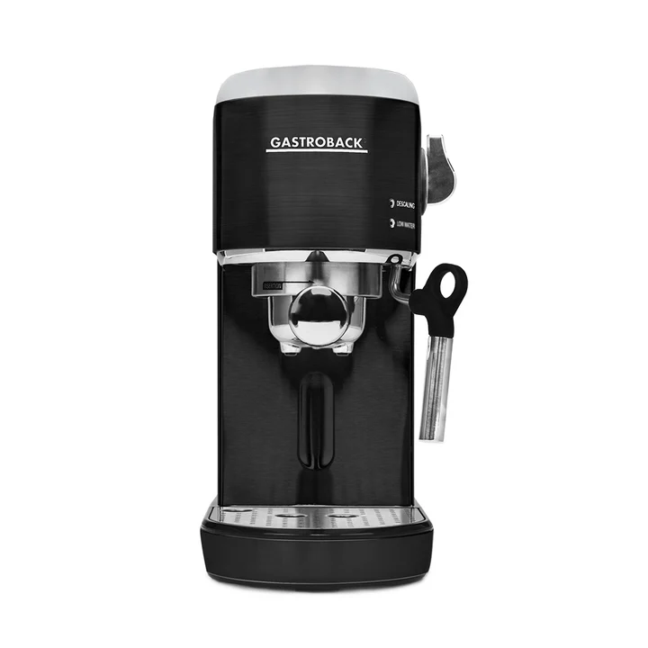 Gastroback - 42718 Design Espresso Piccolo, Espressomaschine mit Milchaufschäumdüse, 19 bar Pumpendruck, schnelles Aufheizen (40 Sekunden), schwarz