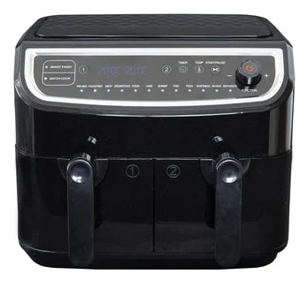 Gastronoma - 18290003 XXL Doppel-Heißluftfritteuse-9 L(2x4,5L) Zwei regelbare Frittierkörbe-2400 Watt-LED-Display-200°-11