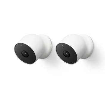 Google - Nest Cam-Doppelpack – Intelligente Überwachungskamera im Innen- und Außenbereich, 1080p, G3AL9, Snow, 2 Stück (1er Pack)