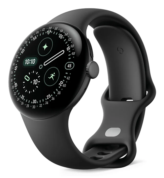 Google - Pixel Watch 4 (41 mm) – Android-Smartwatch mit gewölbtem Display und Fitness-Tracking und Unterstützung von Gemini – Aluminiumgehäuse in Matte Black –