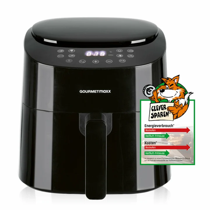 Gourmetmaxx - Heißluftfritteuse | 4,5L Airfryer | Timer & Touchscreen | Fritteuse mit 9 Funktionen & 8 Programmen | energiesparend frittieren, nahezu ohne Öl |