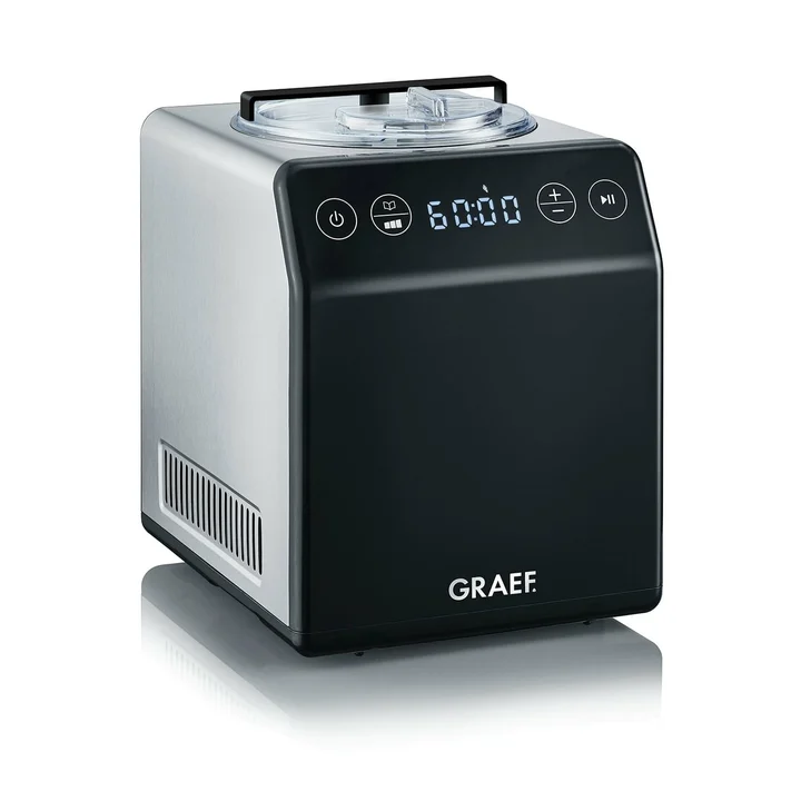 GRAEF. - GRAEF Eismaschine IM700 Schwarz mit Touch-Display, 2-Liter-Edelstahlbehälter, 4 Programme inkl. Joghurt- und Rührfunktion, automatische Kühlung, Cream