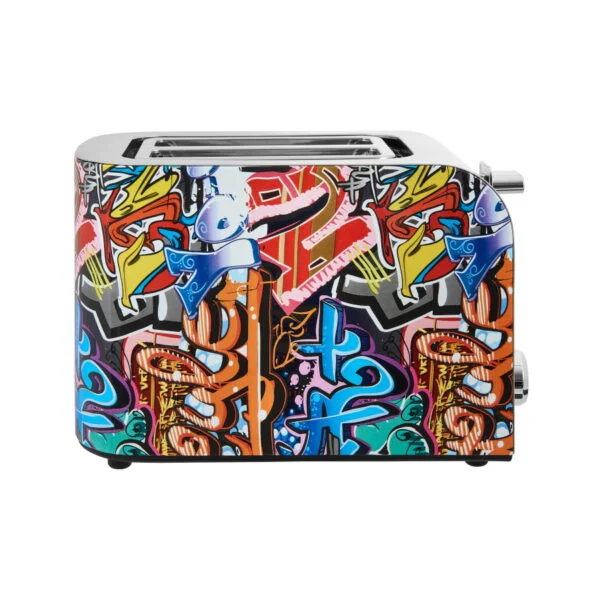 GUTFELS - TOAST 3010 G | Toaster 2 Scheiben mit Brötchenaufsatz | 7 Leistungsstufen | 850 W | Auftau-, Aufwärm-, Stoppfunktion | Toaster Design Graffiti-Style
