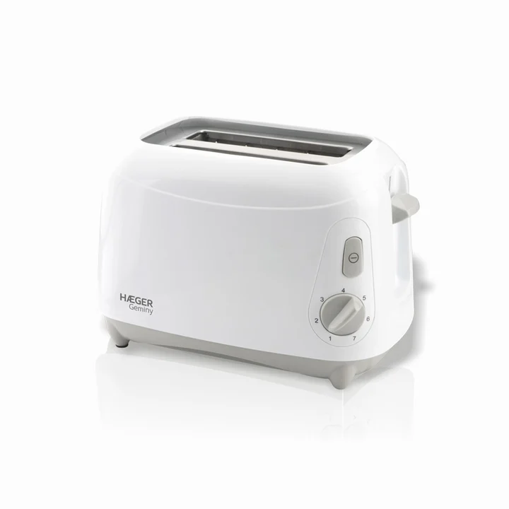Haeger - Geminy - Toaster mit 900 W Doppelkammer, 7 Toastpositionen mit Krümelschublade, einfaches und funktionales Design, für effizientes Toasten, weiße