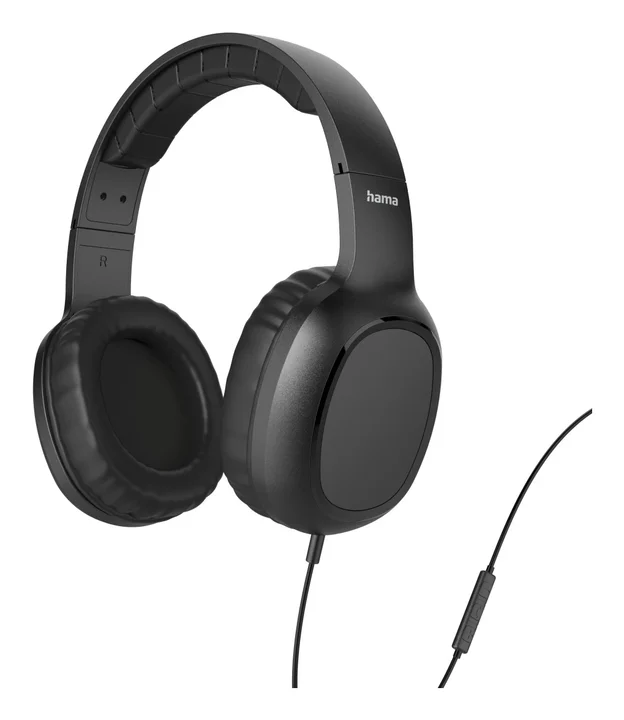 Hama - Kopfhörer Fun II, On-Ear, Mikrofon, einseitige Kabelführung, 3,5-mm, Schw