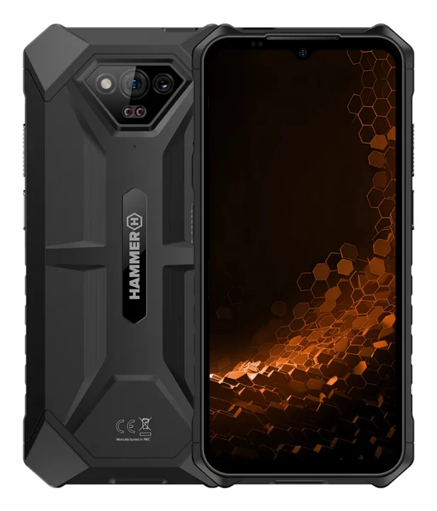 Hammer H - Iron V ohne Vertrag robust, wasserdicht, Dual-SIM, leistungsstarker 6320-mAh-Akku, Android 13, 64GB 50-Mpx-Kamera mit Nachtsicht-Sensor Schwarz
