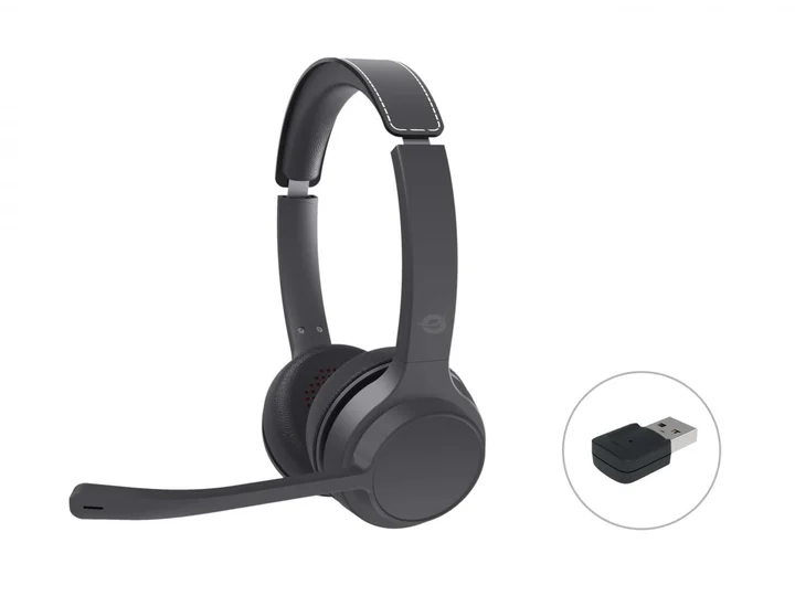 Headset Wireless Bluetooth mit Ladest.+ Ada. sw (Kabellos, USB-A), Office Headset, Schwarz