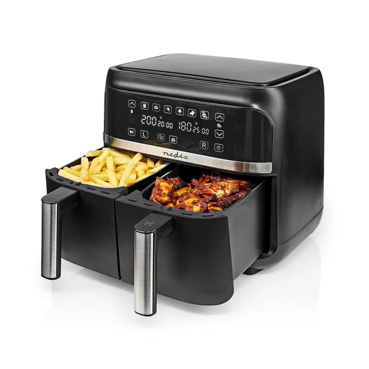 Heissluft Friteuse 2x3.8 l Timer: 60 min Digital Schwarz, Fritteuse, Schwarz
