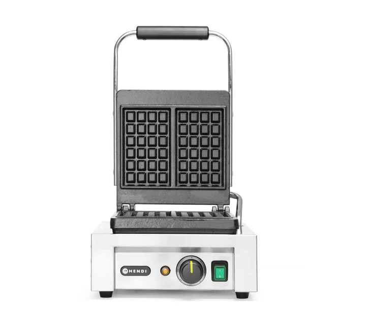 Hendi - Waffeleisen 'Liège', Zwei 4x6 Quadrat-Muster, mit Waffelgabel, Temperatur stufenlos regelbar, antihaftbeschichtete Platten aus Gusseisen, 230V, 1500W,