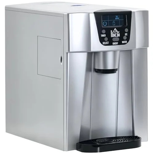 Homcom - Eiswürfelmaschine, Eiswürfelbereiter 9 Eiswürfel in 6-10 Min., 12kg/24h, Ice Maker mit 2L Wassertank, LCD-Display, Selbstreinigungsfunktion, für