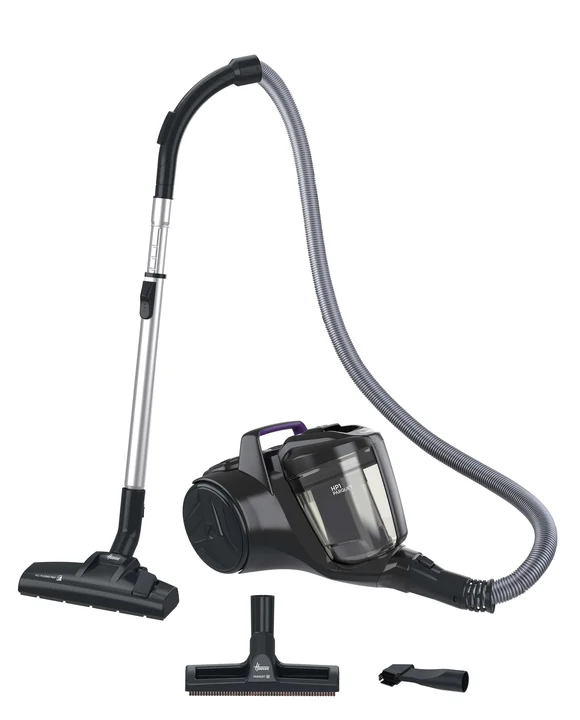 Hoover - HP1 Staubsauger beutellos, leistungsstarker Bodenstaubsauger mit 2L-Behälter, EPA-Staubfilter, integriertem Zubehör, 7,5 m Arbeitsradius, ideal für