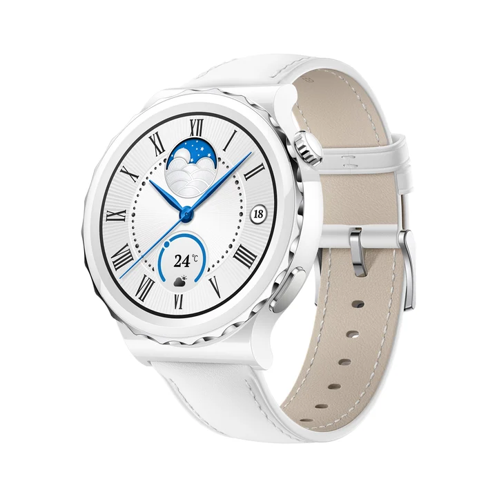 HUAWEI Watch GT 3 Pro-43mm Smartwatch/Fitnesstracker, weiß, White Leather